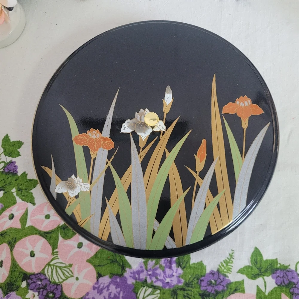 Vintage Otagiri Lacquer Box Lidded Floral Divided Insert Japan - Picture 2 of 14